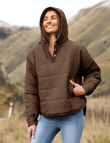 Vista 40 de QIBABU Chaqueta acolchada con capucha de gran tamaño para mujer, ligera, acolchada, manga larga, abrigo de invierno cálido