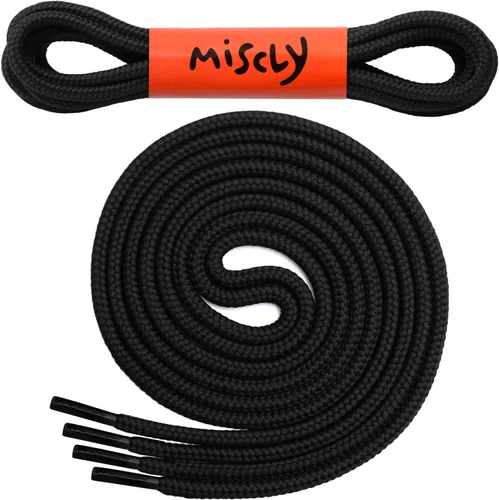 Vista 7 de Agujetas redondas para botas Miscly [1 par], cordones resistentes y duraderos para botas, botas de trabajo y botas de senderismo Negro