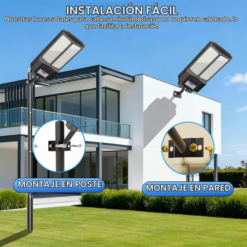 Vista 4 de Luz solar de calle de 7000 W, luces solares comerciales impermeables al aire libre, 200 luces LED de alto brillo, luces solares de estacionamiento