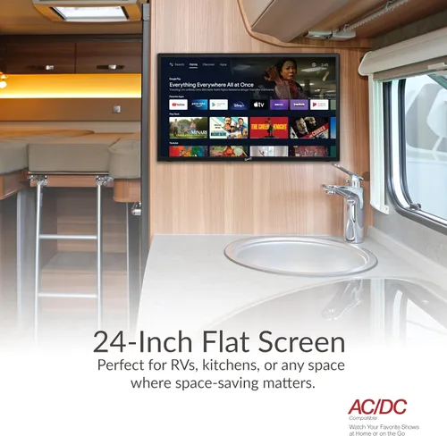 Vista 4 de Supersonic SC-2450GTV-A 24 pulgadas DLED Smart HDTV con asistente de Google, sistema ATSC y NTSC, entrada USB HDMI, WiFi, resolución de 1080p