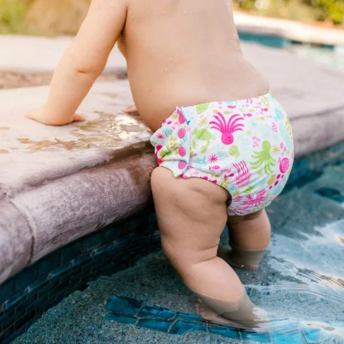 Vista 3 de i play. by green sprouts - Pañal de natación para bebé, Pañal de natación reutilizable Snap, 3T