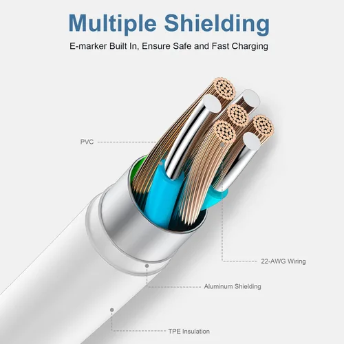 Vista 2 de Cable de carga USB C a USB C para Apple, 3 pies 60 W, paquete de 3 unidades, USBC/tipo C a tipo C, cable de carga rápida compatible con iPhone 17/17