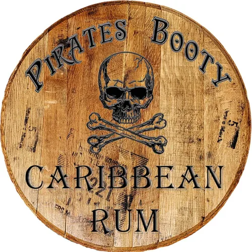 Vista 2 de Letrero de barra de ron caribeño con cabeza de barril de whisky, piratas, decoración del hogar, arte de pared