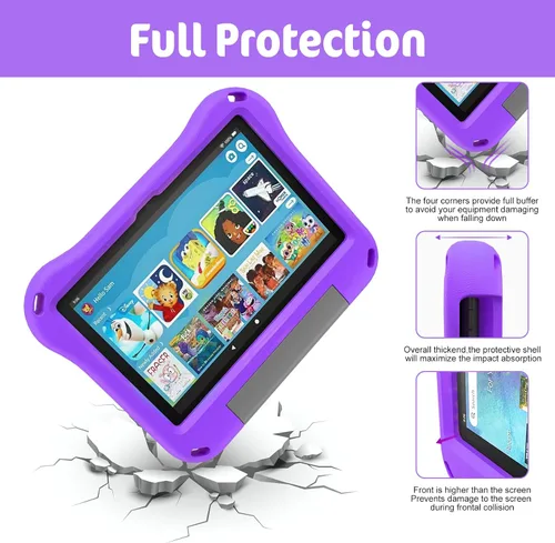 Vista 5 de DiHines - Funda para tablet de 8 pulgadas, no apta para iPad de Samsung de 8 pulgadas, ligera, a prueba de golpes, apta para niños, con soporte