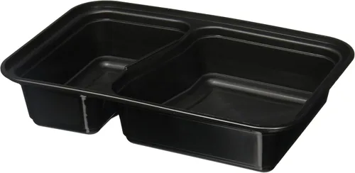 Vista 2 de Reditainer® - Recipiente de alimentos apto para microondas de 2 compartimentos con tapa/plato dividido/bandeja de almuerzo con tapa, paquete de 10