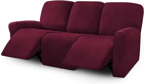 Vista 15 de ULTICOR Fundas de terciopelo para sofá reclinable de 8 piezas, fundas elásticas para sofá reclinable de 3 cojines, fundas para muebles, fundas