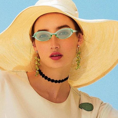 Vista 3 de Laurinny Gafas de sol de los años 90 para mujeres y hombres, gafas de sol ovaladas