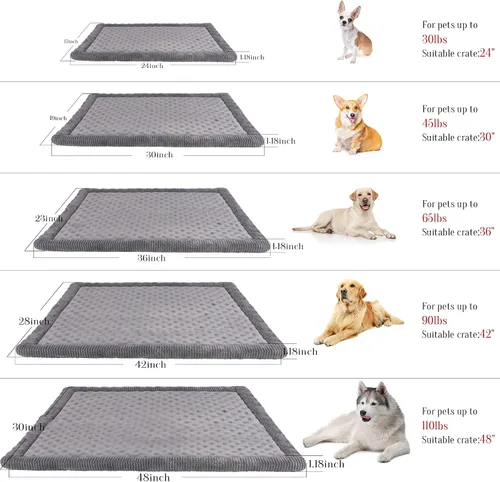 Vista 7 de Almohadilla para jaula de perro 24x17 pulgadas gris, colchoneta de cama de espuma viscoelástica para perro pequeño y gato, lavable, cama para dormir