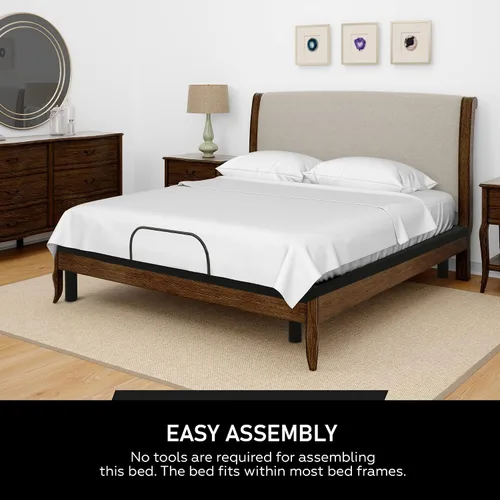 Vista 6 de Greaton Base de cama ajustable de 15 pulgadas con telas decorativas, inclinación de la cabeza con control remoto con cable, barra protectora