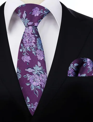 Vista 183 de Alizeal Mens 3.15inches Leaf Flower Pattern Tie with Floral Pocket Square Set