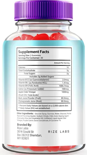 Vista 2 de rize labs - Gomitas Keto ACV óptimas con vinagre de sidra de manzana, fórmula avanzada para perder peso, suplemento sin gluten y sin OMG, ayuda a