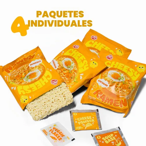 Vista 5 de Ramen con Queso - Ramen de Sopa de Cheddar Patada Suave, Cremoso y Sabroso Fideos Coreanos 3.92 oz (Paquete de 4)