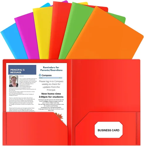 Vista 8 de 5 carpetas de archivos con bolsillos, carpetas de archivos de color papel para documentos