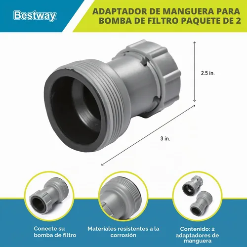 Vista 2 de Bestway Adaptador de manguera de piscina para bomba de filtro sobre el suelo