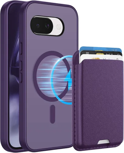 Vista 26 de Funda magnética para Google Pixel 9A con soporte para tarjetas, funda magnética desmontable, [compatible con MagSafe] a prueba de golpes con ranura
