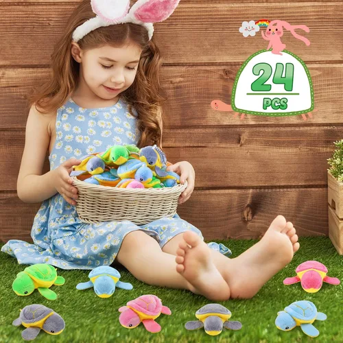Vista 5 de HyDren 24 piezas de juguete de tortuga pequeña de peluche a granel, tortuga marina suave de peluche, tortuga adorable de peluche, juguete