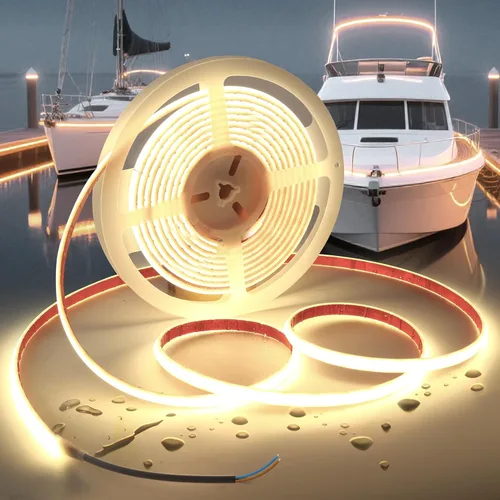 Vista 11 de Tiras de Luces LED COB Luz Azul, 12V 32.8 pies IP67 Impermeable Alto CRI 95Ra+ Súper Brillante, Luces Flexibles para Barco para Pesca Nocturna