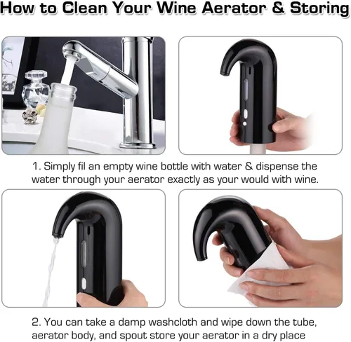 Vista 4 de Aireador de vino eléctrico - Decantador portátil de un solo toque y bomba dispensadora para vino tinto y blanco, oxidante automático