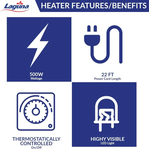 Vista 4 de Laguna PowerHeat - Calentador de estanque de 500 vatios para estanques al aire libre con peces