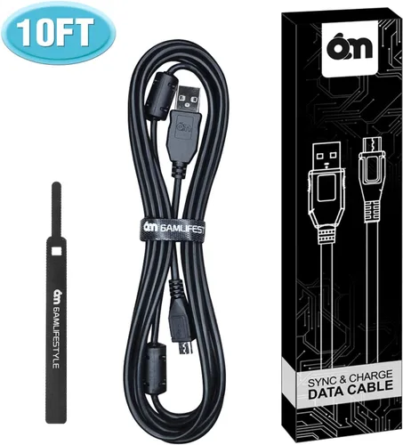 Vista 2 de 6amLifestyle Cable de carga para controlador PS4 de 10 pies carga y reproducción micro USB extra largo para Playstaion 4 Xbox One controladores