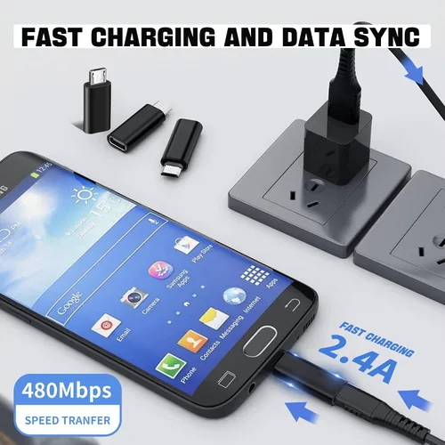 Vista 3 de Adaptador USB C, paquete de 4, 2 conectores C hembra a micro USB, 2 adaptadores USB C a mini USB macho de 5 pines, compatible con carga