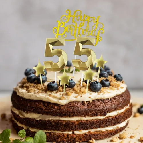 Vista 7 de Velas de cumpleaños doradas con número 20 y velas de estrella de cumpleaños de 7 cm Velas para pastel de cumpleaños en forma de diamante 3D son