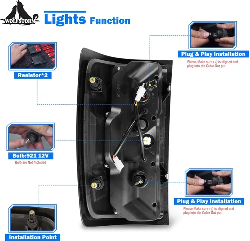 Vista 3 de WOLFSTORM Luces traseras LED para Chevy Silverado 1500 2014-2018, Chevy Silverado 2500/3500HD 2015-2018, no compatible con Silverado con luz trasera