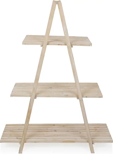 Vista 7 de Alpine Corporation MBB168 Estante de almacenamiento triangular de madera moderno de 3 niveles, 50 pulgadas de alto, acabado natural