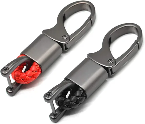 Vista 8 de Llavero de cuero para automóvil con anillo en D para hombres y mujeres, 1 paquete negro, giratorio de 360 grados, con destornillador