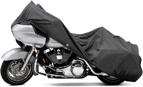 Vista 7 de Funda impermeable para motocicleta, almacenamiento al aire libre, para todo tipo de clima, cubierta de motocicleta para interiores, a prueba