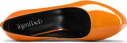 Vista 4 de TNYNFBEB Zapatos de tacón de plataforma alta para mujer, con puntera redonda, sin cordones, básicas, clásicas, de 5.5 pulgadas