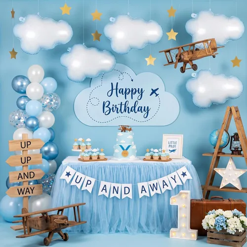 Vista 4 de Sumind 6 globos de aluminio de nube blanca de 28 pulgadas, con forma linda Inflable de aire o helio, tema de cielo azul, suministros de fiesta