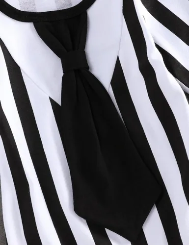 Vista 4 de Ropa de bebé de Halloween Mono de rayas blancas y negras para bebés de 0 a 24 meses