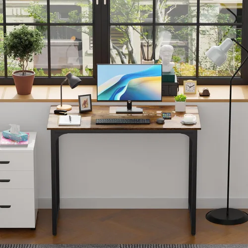 Vista 6 de PayLessHere Escritorio para computadora de 40 pulgadas, escritorio moderno de escritura, mesa de estudio simple, escritorio de oficina industrial