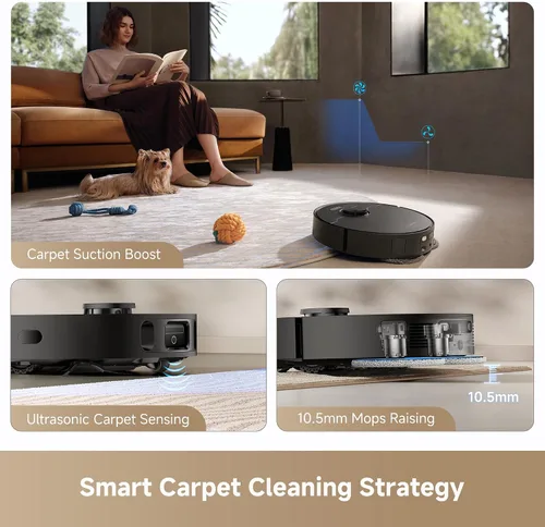 Vista 6 de DREAME L40s Ultra CE Robot Aspirador y Trapeador Combo con muelle de autovaciado, succión de 13,000 Pa, fregona autolimpiante y elevación