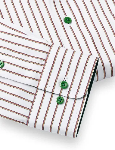 Vista 4 de Paul Fredrick Camisa de vestir a rayas de algodón sin hierro para hombre de ajuste clásico
