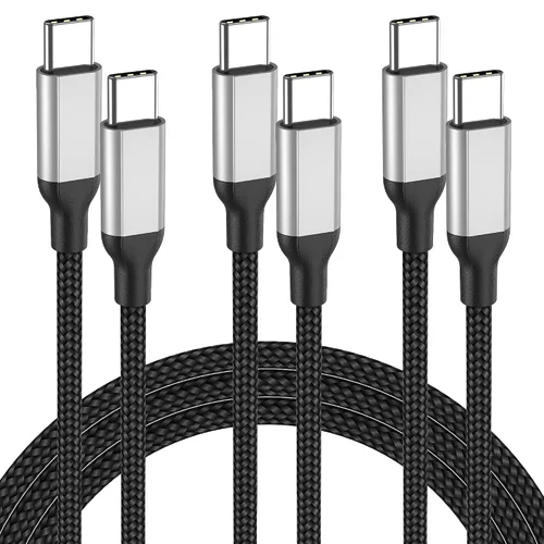 Vista 10 de Cable corto de carga rápida USB C a USB C de 1 pie, paquete de 3