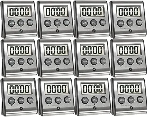 Vista 6 de Elegante temporizador digital de cocina – Modelo de acero inoxidable eT-23, parte trasera magnética súper fuerte, alarma fuerte, pantalla grande