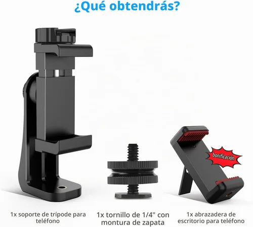 Vista 6 de Owine Adaptador universal de trípode para teléfono celular, abrazadera premium para smartphone, compatible con iPhone, Samsung Galaxy, Note, Lg