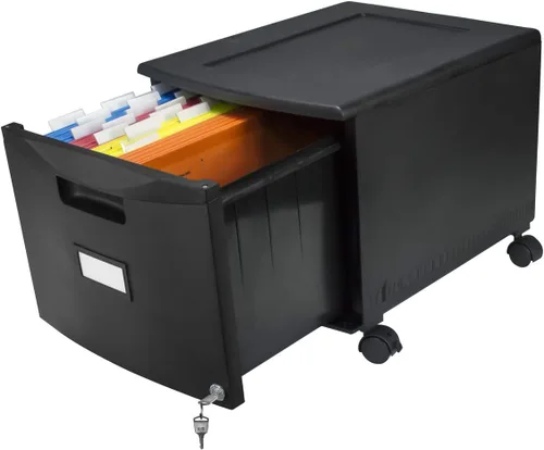 Vista 19 de Storex gabinete de un solo cajón de mini archivo con cerradura, 18.25 x 14.75 x 12.75 in, color negro, (61265B01C), Negro Total 1