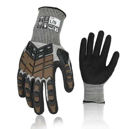 Vista 25 de Guantes de trabajo de seguridad Graloky, guantes de impacto para hombres y mujeres, guantes resistentes a cortes antideslizantes de trabajo pesado
