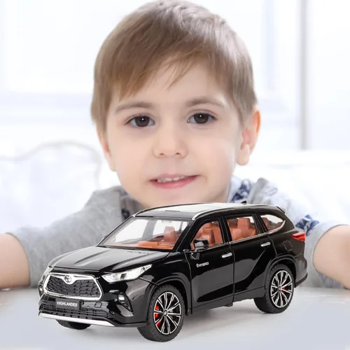 Vista 7 de BDTCTK 1/24 Highlander Modelo de Coche, Vehículo de Juguete de Aleación de Zinc con Sonido y Luz para Niños, Regalo para Niños y Niñas (Negro)