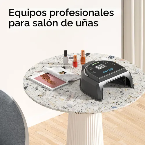 Vista 7 de Lámpara de uñas profesional inalámbrica LED UV de 80 W, luces UV para uñas con 45 perlas LED y batería recargable, secadora de uñas de gel LED