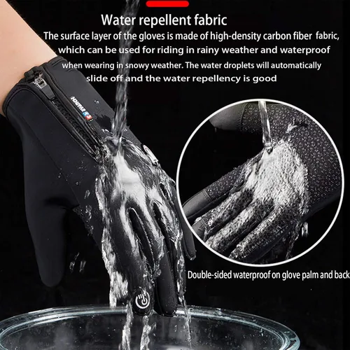 Vista 3 de sxxkuxuan Winter Warm Gloves Men Women Cycling Wkiing Windproof and Waterproof Pu Leather Touchscreen Cold Weather Driving Gloves