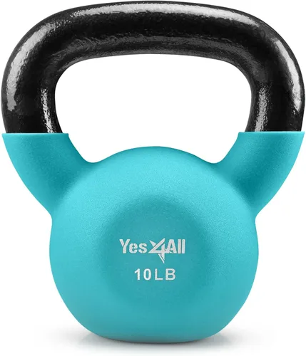 Vista 4 de Yes4All - Combo de 3 pesas rusas para entrenamiento de fuerza con revestimiento de neopreno, pesas de colores de 5 libras + 10 libras + 15 libras