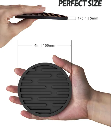 Vista 3 de Juego de 6 posavasos de silicona para bebidas con soporte, impermeables, antideslizantes, reutilizables, posavasos duraderos para mesa, bar