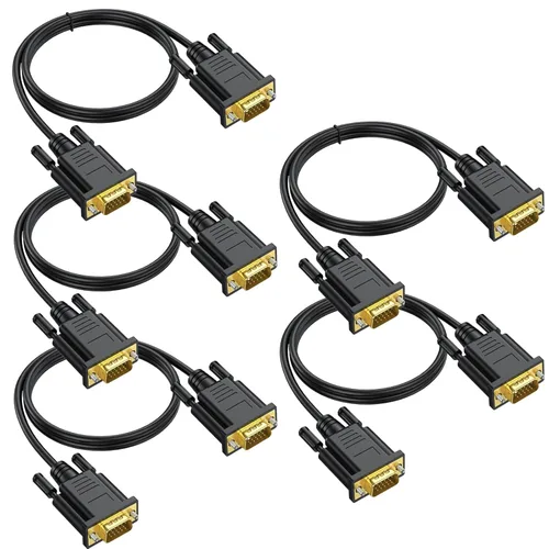 Vista 12 de Cables VGA de 3 pies, cable de monitor de computadora VGA macho a macho, 1080 p a 60 Hz, cable de video Full HD de 15 pines para computadora, PC