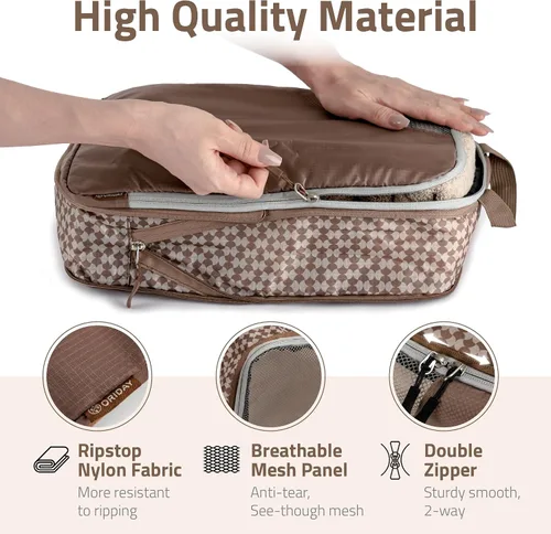 Vista 5 de Oriday Juego de 8 cubos de compresión para accesorios de viaje, bolsas expandibles para ropa, artículos de tocador, mochilas, elementos esenciales