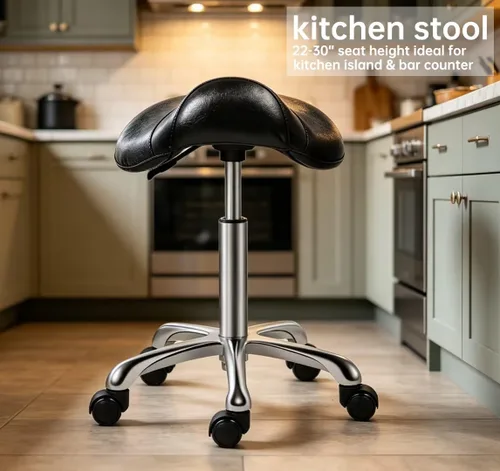 Vista 6 de Kaleurrier Silla de montar con ruedas: para sillas de escritorio giratorias de cocina de salón Negro