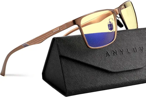 Vista 35 de ANYLUV Blue Light Glasses Men, Relieve Eyestrain and Eye Protection, Al-Mg Metal Computer Blue Light Blocking Glasses